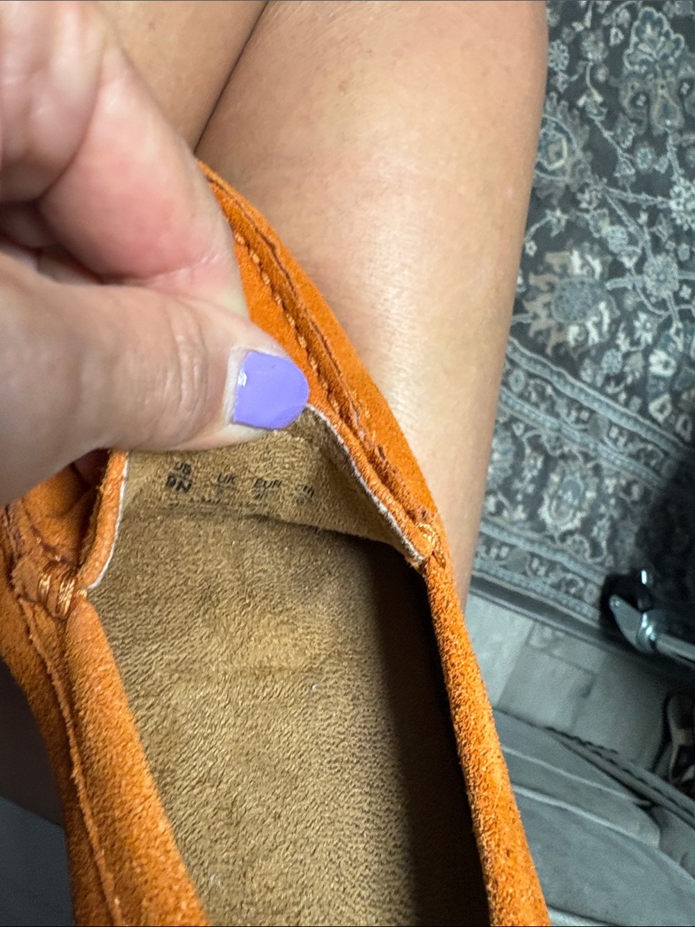 Naturalizer Orange Suede Slip-On Loafers - Picture 2 of 3